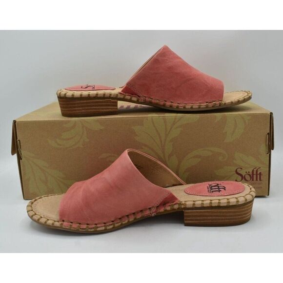 Sofft Womens Size 8.5 Nalanie Pink Leather Open Toe Slide Sandals Shoes - Picture 4 of 12